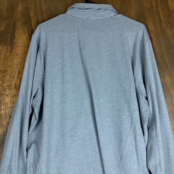 F & G Tech Mens Shirt Gray White Striped Collared Long Sleeve Henley Stretch XL - Picture 11 of 12
